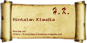 Hintalan Klaudia névjegykártya